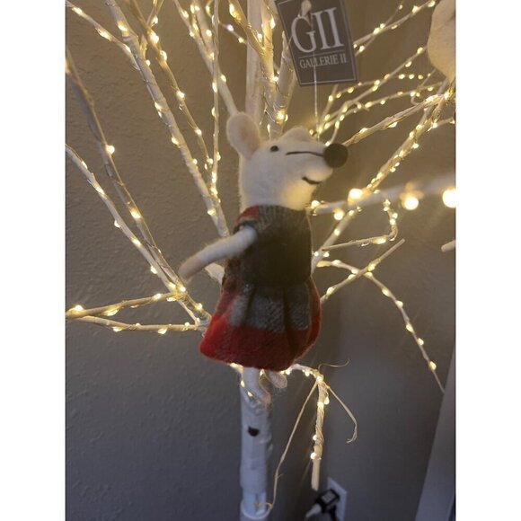 nwt xmas tree ornament girl white mouse plaid dress by gallerie 2 - Picture 3 of 4